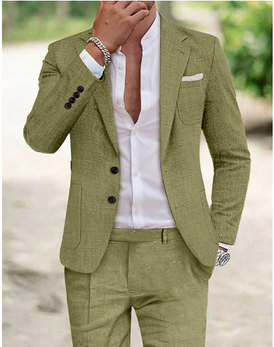 Herren Anzug mit Zwei-Knopf-Blazer – Slim Fit Sommeranzug für festliche Anlässe